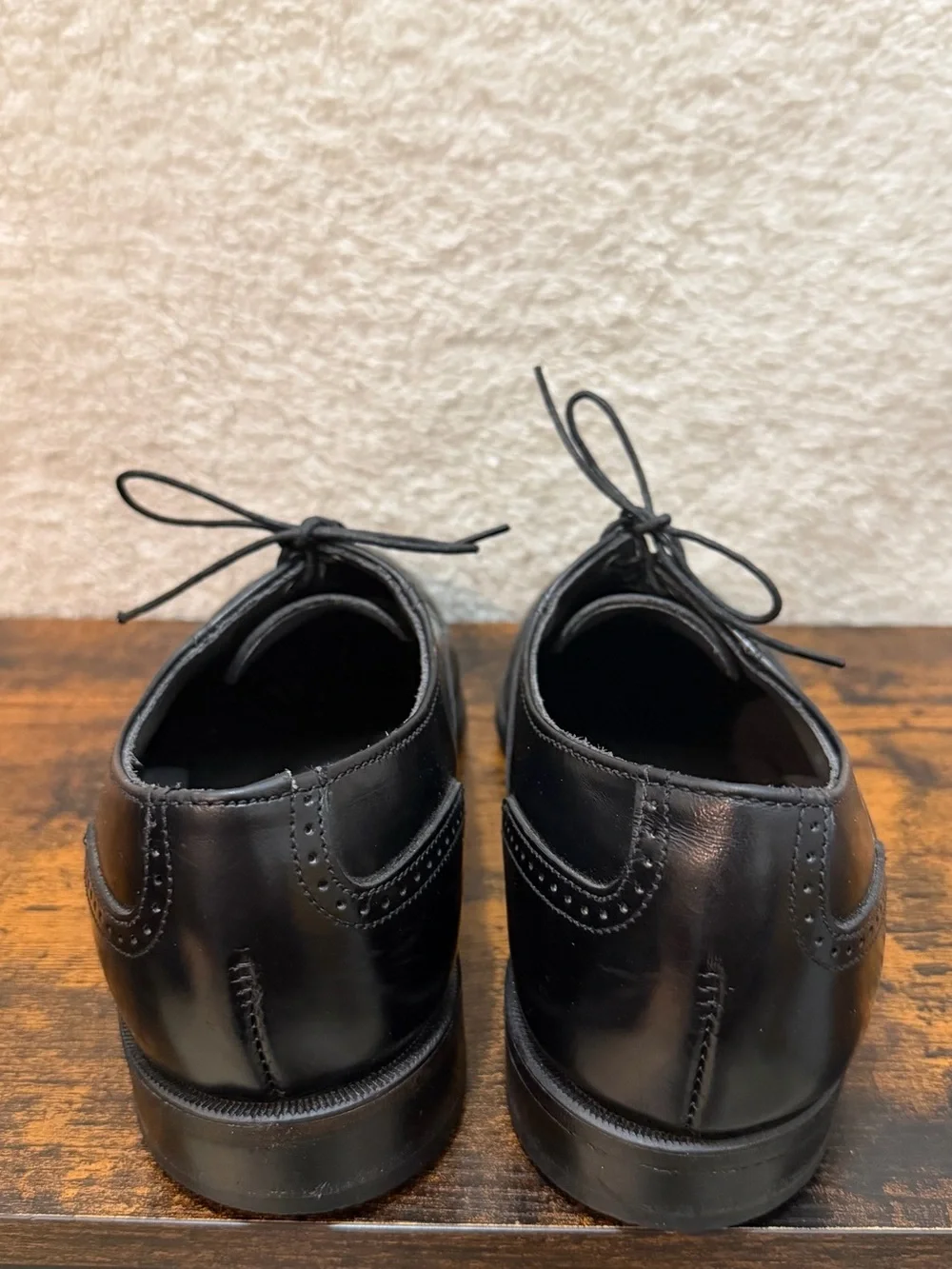 DEXTER Vintage Shoes Mens 8 2W Black Wingtip Oxford Brogue Blucher Classic USA